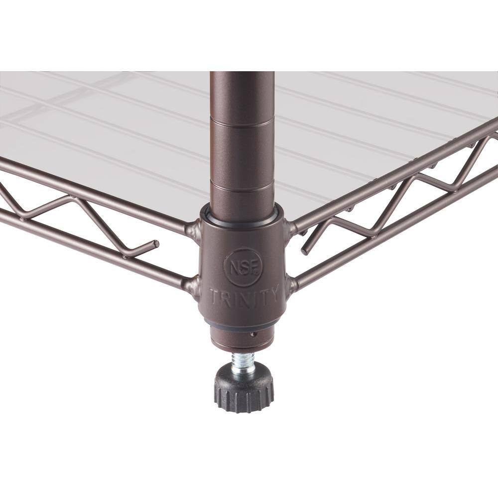 Dark Bronze 4-Tier Steel Wire Shelving Unit with Liners