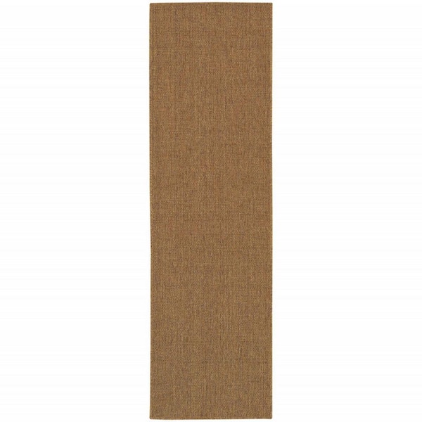 Tan 2 ft. x 8 ft. Loomed Polypropylene Rectangle Indoor/Outdoor Area Rug