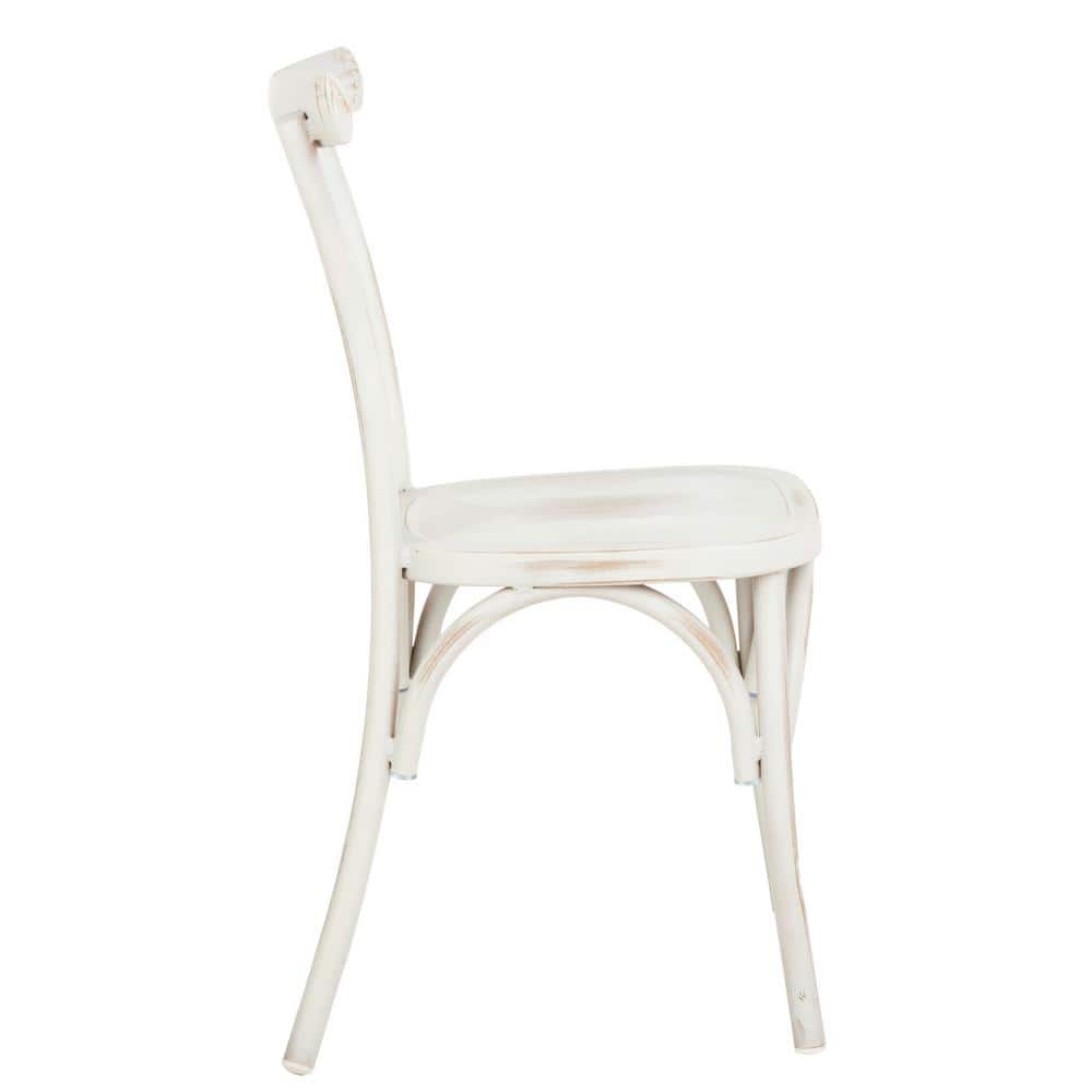 Elia Distressed White Aluminum Outdoor Dining Chair Set