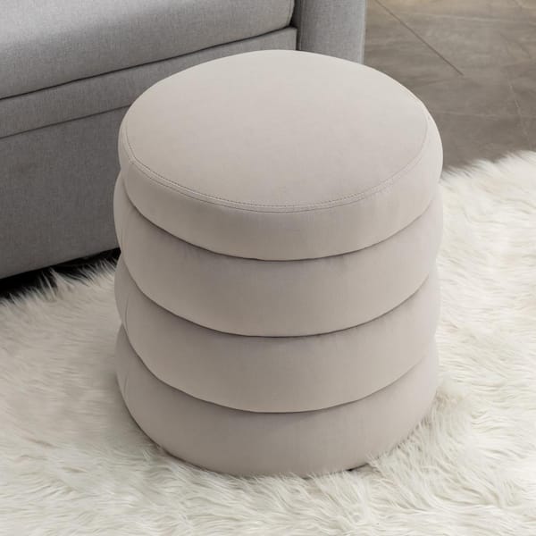 Magic Home Multifunctional Round Pouf Ottoman Makeup Chair Upholstered  Footrest Stool with Soft Padded Seat and Metal Frame, White CS-WF196483AAB  - The Home Depot