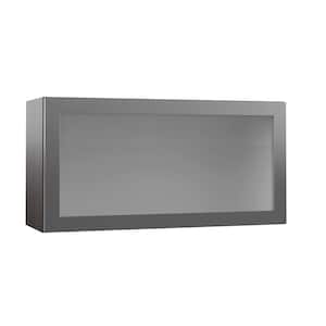Designer Series Tayton Assembled 36 in. x 18 in. x 12 in. Lift Up Door with Glass Wall Kitchen Cabinet in Thunder