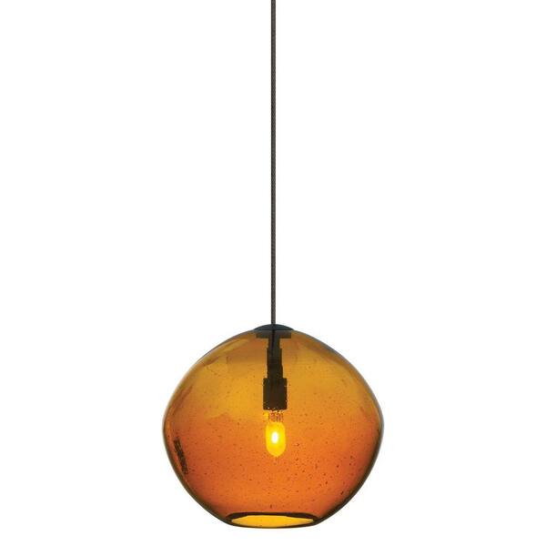 Generation Lighting Mini Isla 1-Light Bronze Amber Xenon Hanging Mini Pendant