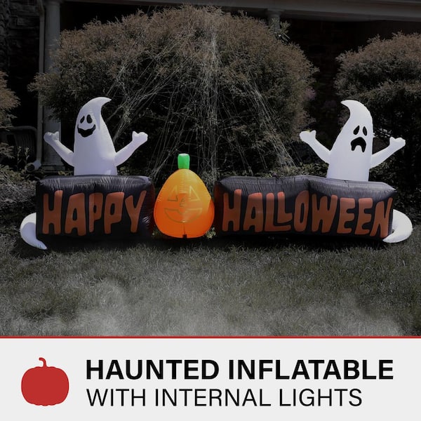 8 ft. Wide Pre-Lit Inflatable Happy Halloween Sign