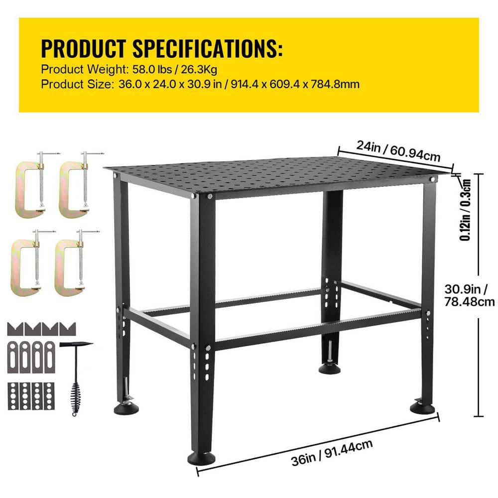 Adjustable Black Carbon Steel Welding Table with Accessories