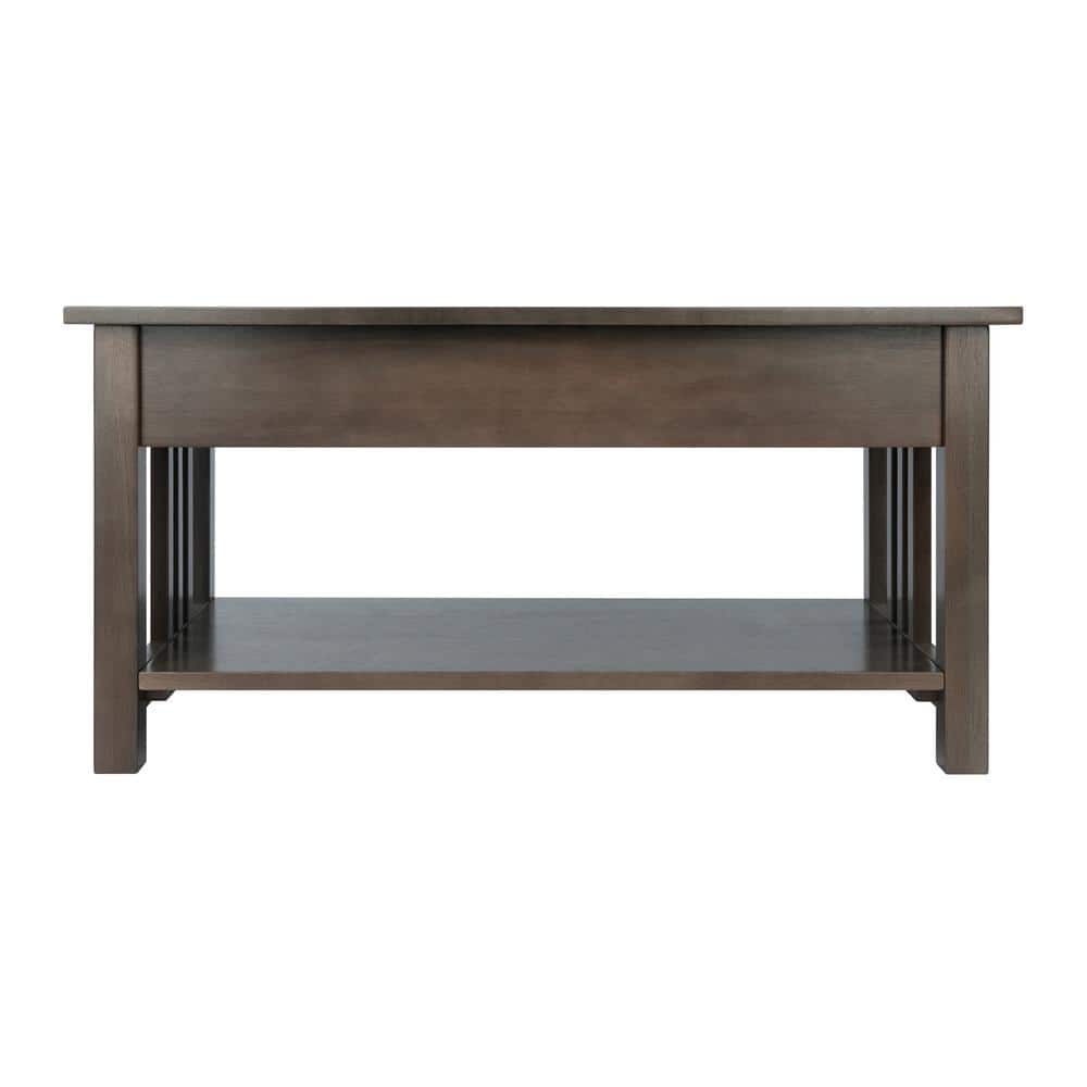 Transitional Oyster Gray Rectangular Coffee Table with Storage