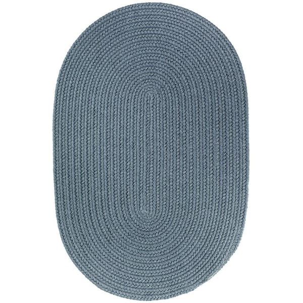 Texturized Solid Ocean Blue Poly 2 ft. x 3 ft. Oval Braided Area Rug  TS09R024X036 - The Home Depot