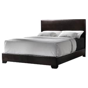 Conner Black and Dark Brown Upholstered Frame Queen Panel Bed