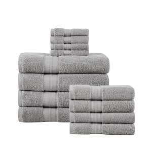 Signature Solid 12 Piece Grey Cotton Towel Set