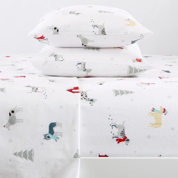 FRESHFOLDS 4-Piece White 100% Turkish Cotton Flannel Queen Winter Sheet Set