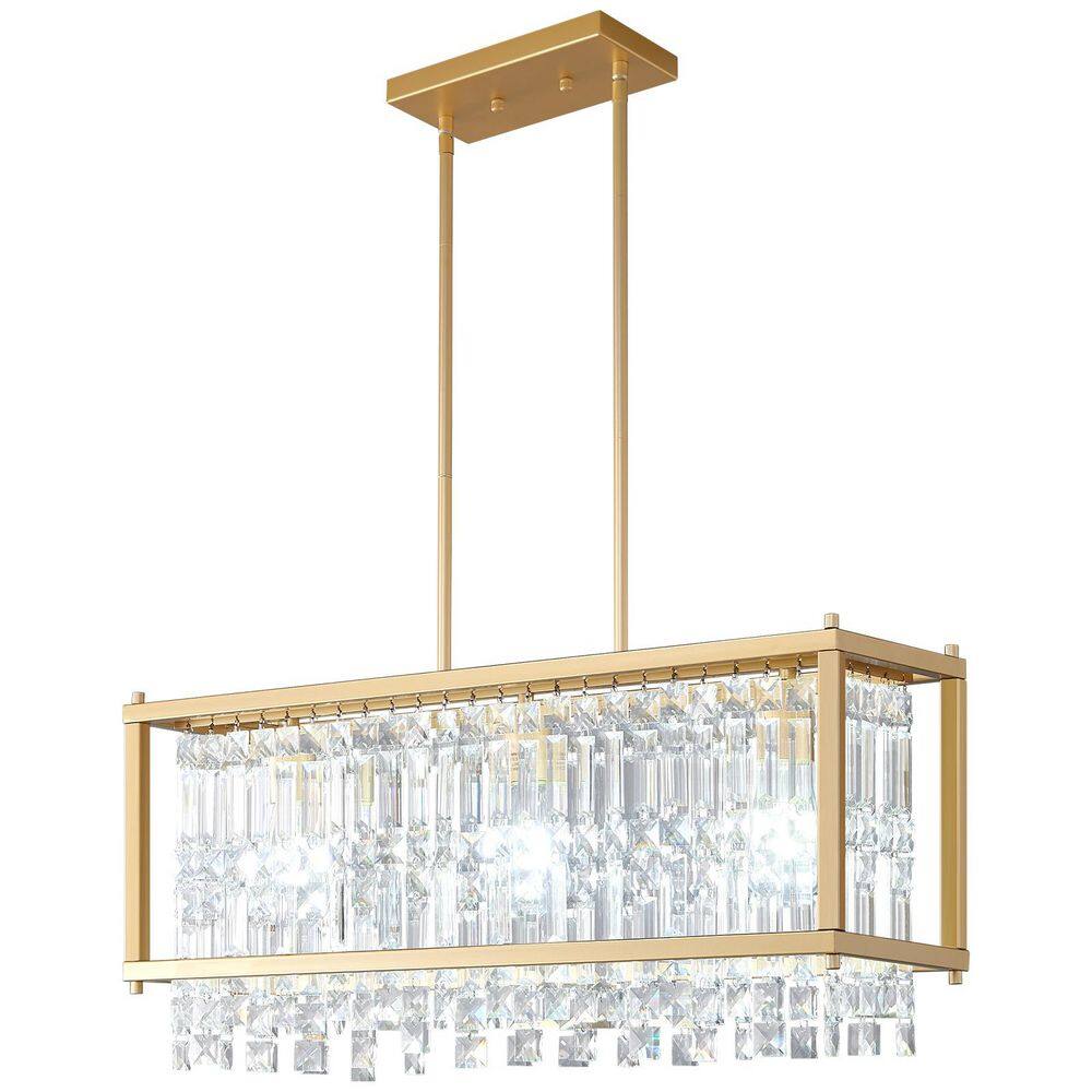 Home Lighting 60-Watt 1-Light (3-Bulbs) 25. 98in Gold Rectangular Crystal Chandelier-Suitable for Kitchen and Bars price history on PriceWatchPro