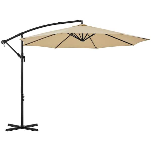 10 ft. Patio Umbrella 120 in. W Cantilever Umbrella with Crank and Cross Base