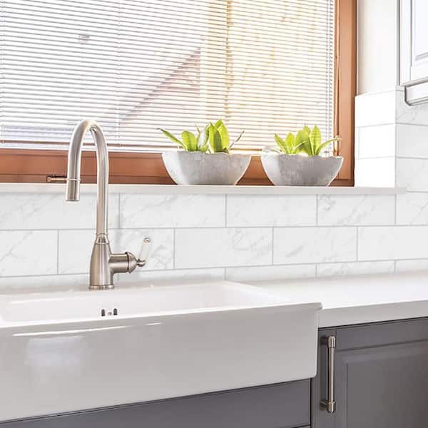Brilliance White 3.75 in. x 12 in. Porcelain Floor and Wall Tile (6.25 sq. ft./Case)