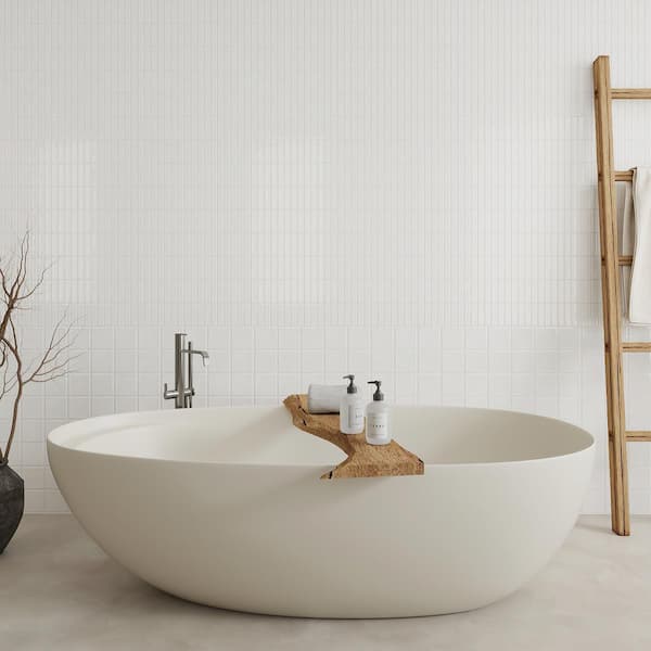 Spanish Lineas Ceramic 8"x 8"x 8mm Wall Tile Case - White (25 PCS, 11 Sq. Ft.)