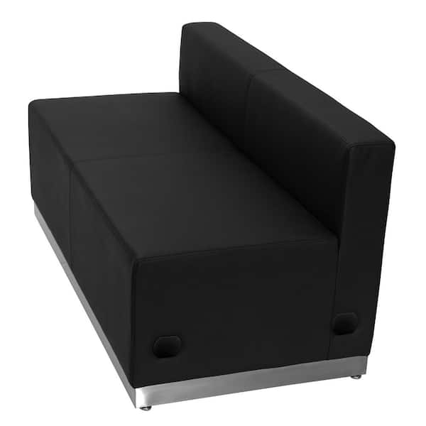 Flash Furniture Hercules Alon Series Black Leather Loveseat with Brushed Stainless Steel Base