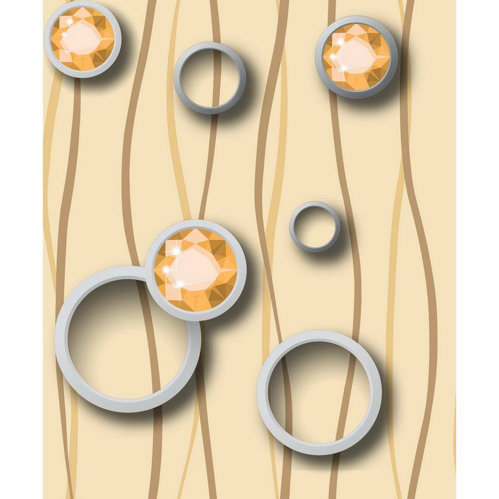 Falkirk Ophia Circle, Crystal Fire Yellow, Latte Tan Vinyl Peelable Roll (C