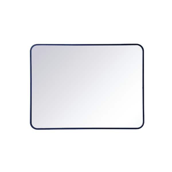 Unbranded Timeless Home 36 in. H x 27 in. W Blue Modern Soft Corner Rectangular Wall Mirror