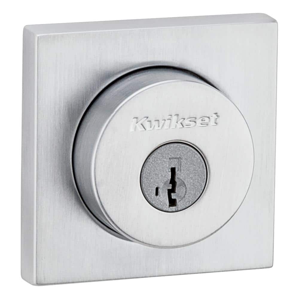 158 Series Satin Chrome Single Cylinder Square Deadbolt Featuring SmartKey