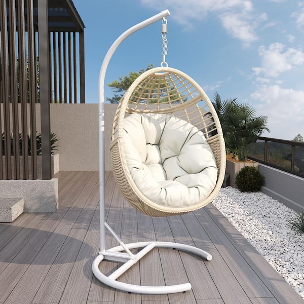 TWT 36 in. W Beige Hand-Woven Wicker Metal Outdoor
