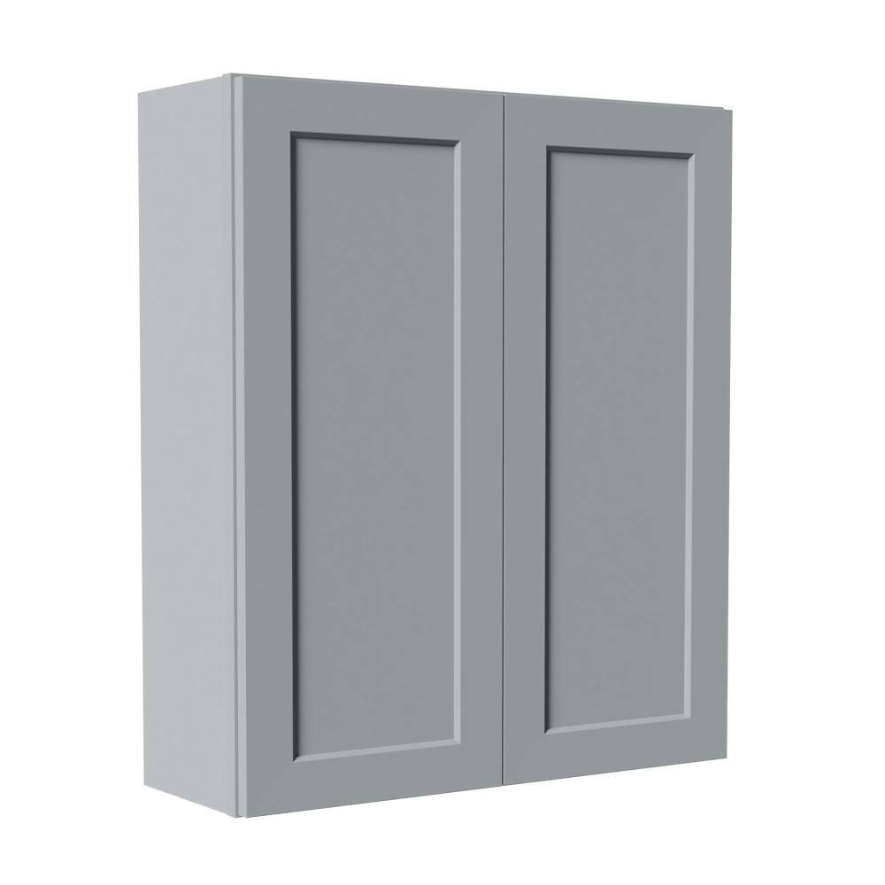 "36""Wx12""Dx42""H Solid Wood Bathroom Wall Cabinet with Doors and Adjustable Shelves, Gray" price history on PriceWatchPro