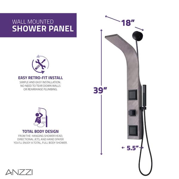 ANZZI Aura 39.27 in. 2-Jet Shower Tower with Heavy Rain Shower and 