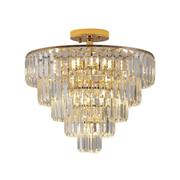 Jushua 10-light Round Semi Flush Mount Chandelier Light Fixture
