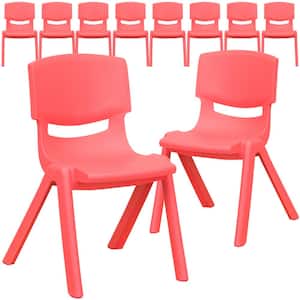 Red Plastic Stack Chairs (Set of 10)