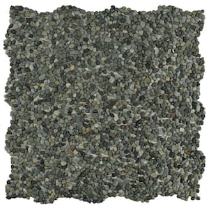 Pebblini Mini Olive 12 in. x 12 in. Pebble Stone Mosaic Tile (10.63 sq. ft. / Case)