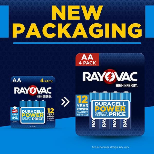 High Energy AA Batteries (4-Pack), Double A Alkaline Batteries