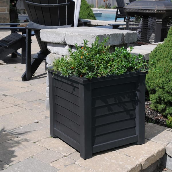 Lakeland 20in Square Self-Watering Black Polyethylene Planter