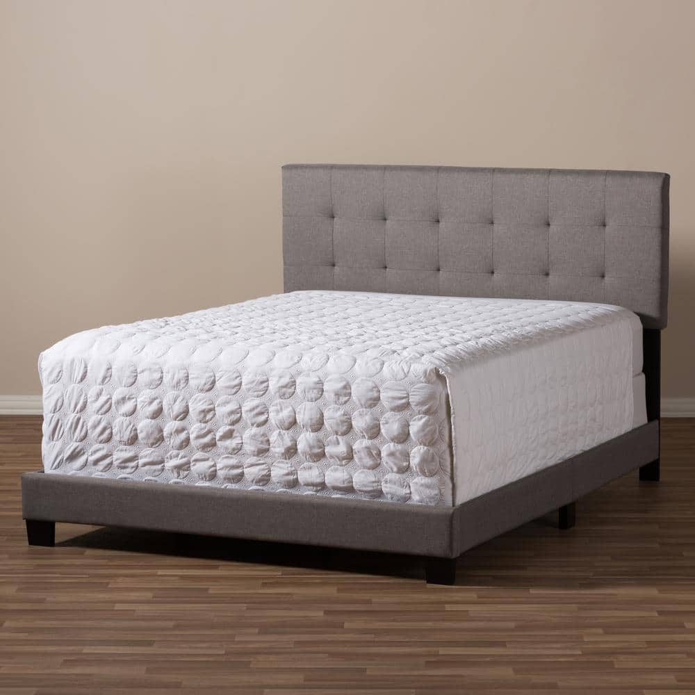 Brookfield Full/Double Grey Tufted Upholstered Bed with Wood Frame