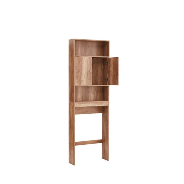 Aosspy Hardroom 24.8 in. W x 76.77 in. H x 7.87 in. D Brown Over The Toilet Storage with With Doors