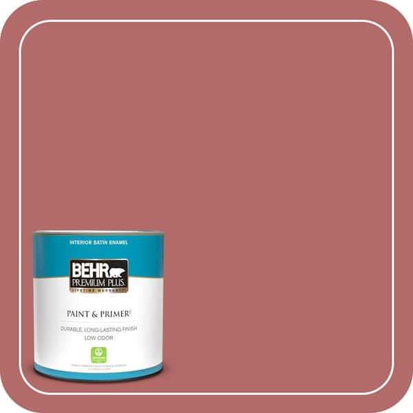 BEHR PREMIUM PLUS 1 qt. #PMD-12 Desert Rose Satin Enamel Low Odor Interior Paint & Primer