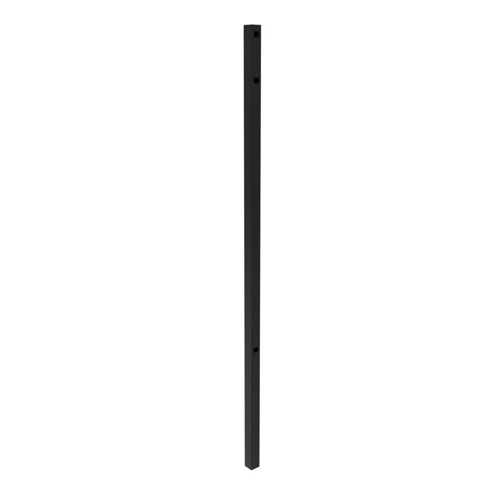 Athens 6.5-ft Gloss Black Aluminum Gate Post with Flat Top