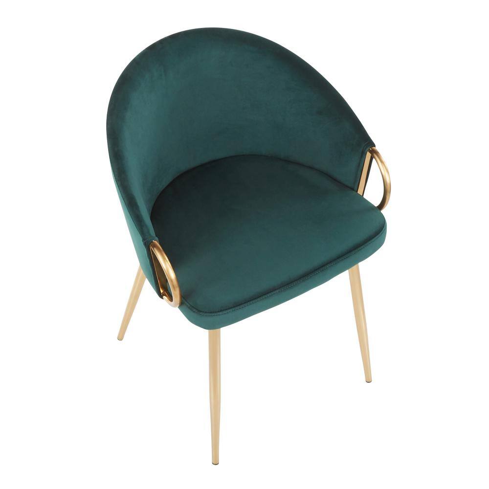 Emerald Green Velvet Upholstered Dining Chair with Gold Metal Frame