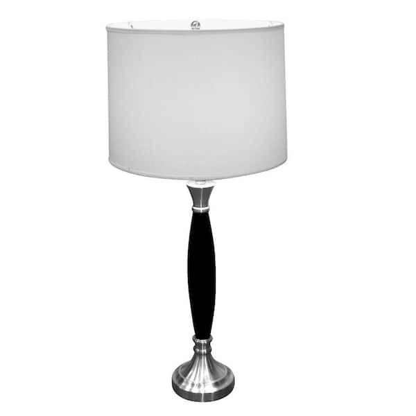 ORE International 31 in. Chrome Wooden Table Lamp