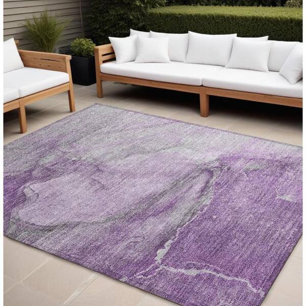 HomeRoots Lilac 9 ft. x 12 ft. Woven Abstract Polyester Rectangle