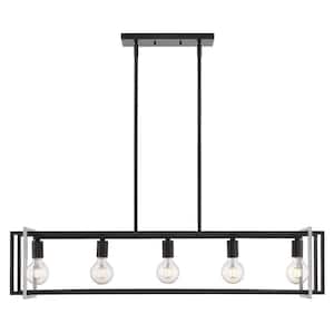 Tribeca 5-Light Black with Pewter Accents Linear Pendant