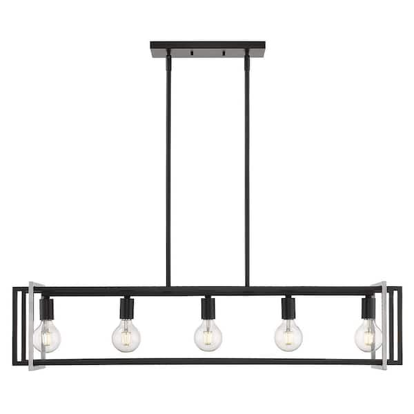 Golden Lighting Tribeca 5-Light Black with Pewter Accents Linear ...