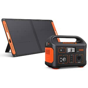 500W Output/1000W Peak Portable Power Station Explorer 550-Push Start Solar Generator w/ 1-Solar Panel Outdoors/Camping