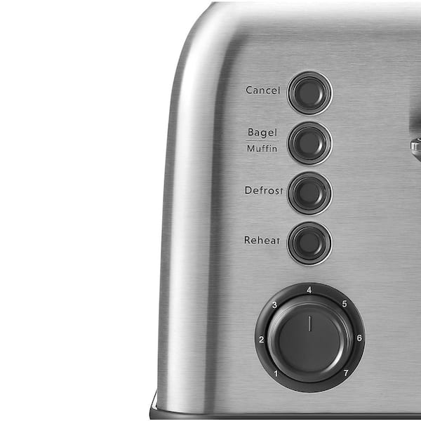 Buydeem 4-Slice Toaster, Extra Wide Slots, Retro Stainless Steel, Silver