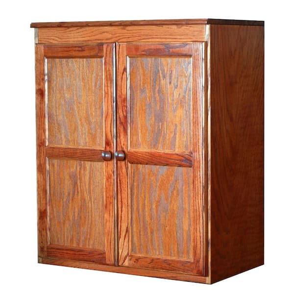 Concepts In Wood Wood Kitchen Pantry Cabinet, 36 in. with 2 Shelves, Oak Finish