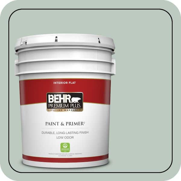 BEHR PREMIUM PLUS 5 gal. #N420-2 Mountain Falls Flat Low Odor Interior Paint & Primer