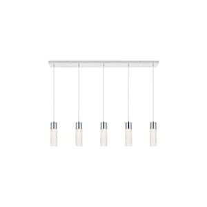 4.72 in. Simply Living 5-Light Chrome Integrated LED Pendant Light