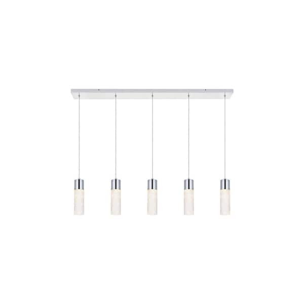 Unbranded 4.72 in. Simply Living 5-Light Chrome Integrated LED Pendant Light