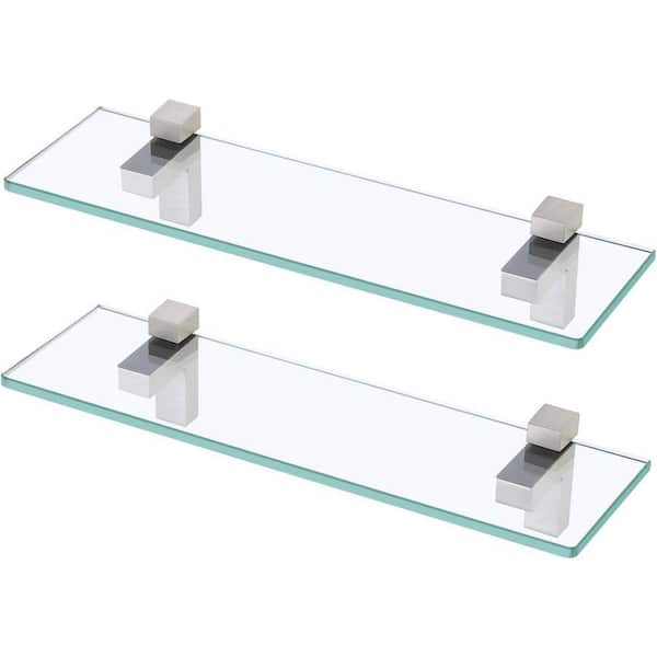 Cubilan 15.8 in. W x 4.7 in. D Brushed Finish Decorative Wall Shelf, Glass Shelf for Bathroom