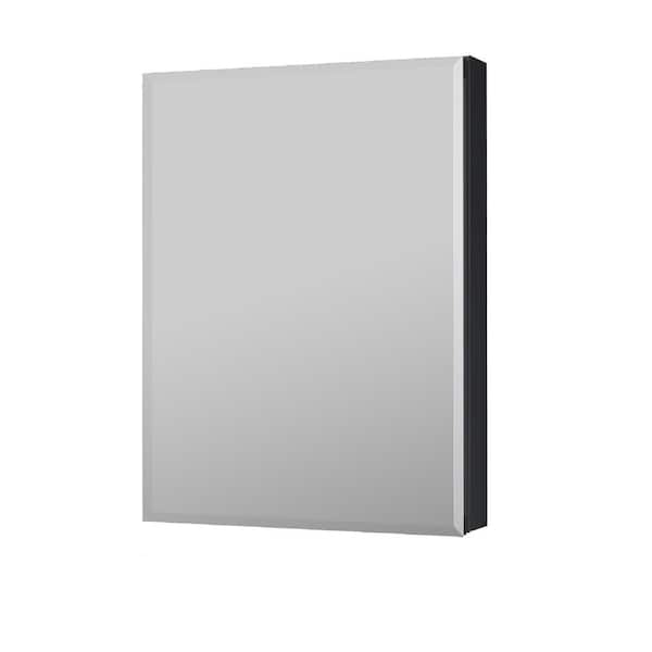 FORCLOVER 19.01 in. W x 30 in. H Rectangular Aluminum Surface/Recessed Mount Black Soft Close Medicine Cabinet with Mirror