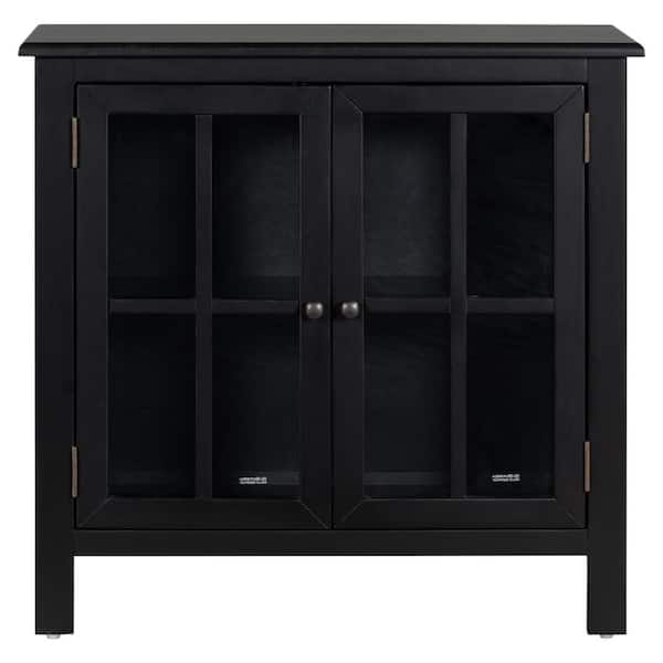Tileon 31.5 in. W x 11.8 in. D x 31.1 in. H Black MDF Ready to Assemble Kitchen Cabinet with Solid Wood Frame and Legs