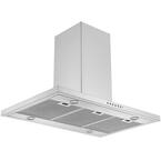 36 in. 650 CFM Convertible Island Rectangular Range Hood in Stainless Steel with Night Light Feature