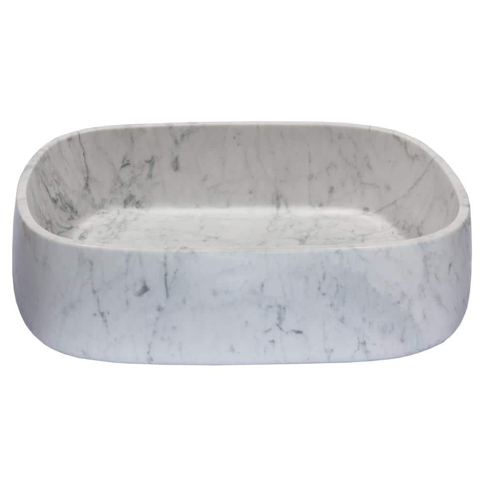 Eden Bath Rounded Rectangular Vessel Sink in Carrara Marble, White -  EB_S058CW-P