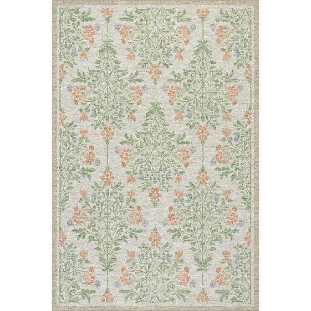 Jilema Floral Transitional Washable Ivory 8 ft. x 10 ft. Indoor Area Rug price history on PriceWatchPro